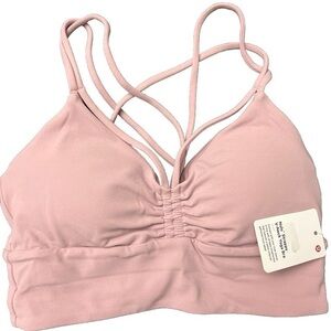 Lululemon Nulu Strappy V-Neck Yoga Bra Rose Blush Pink size 6 worn once